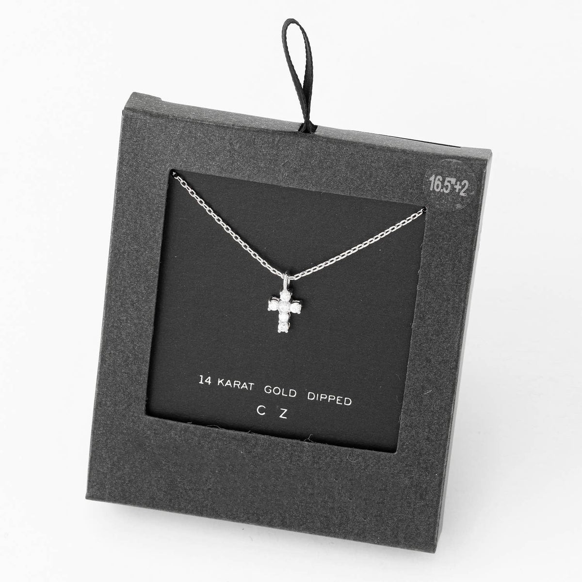 Secret Box Cz Mini Cross Charm Necklace