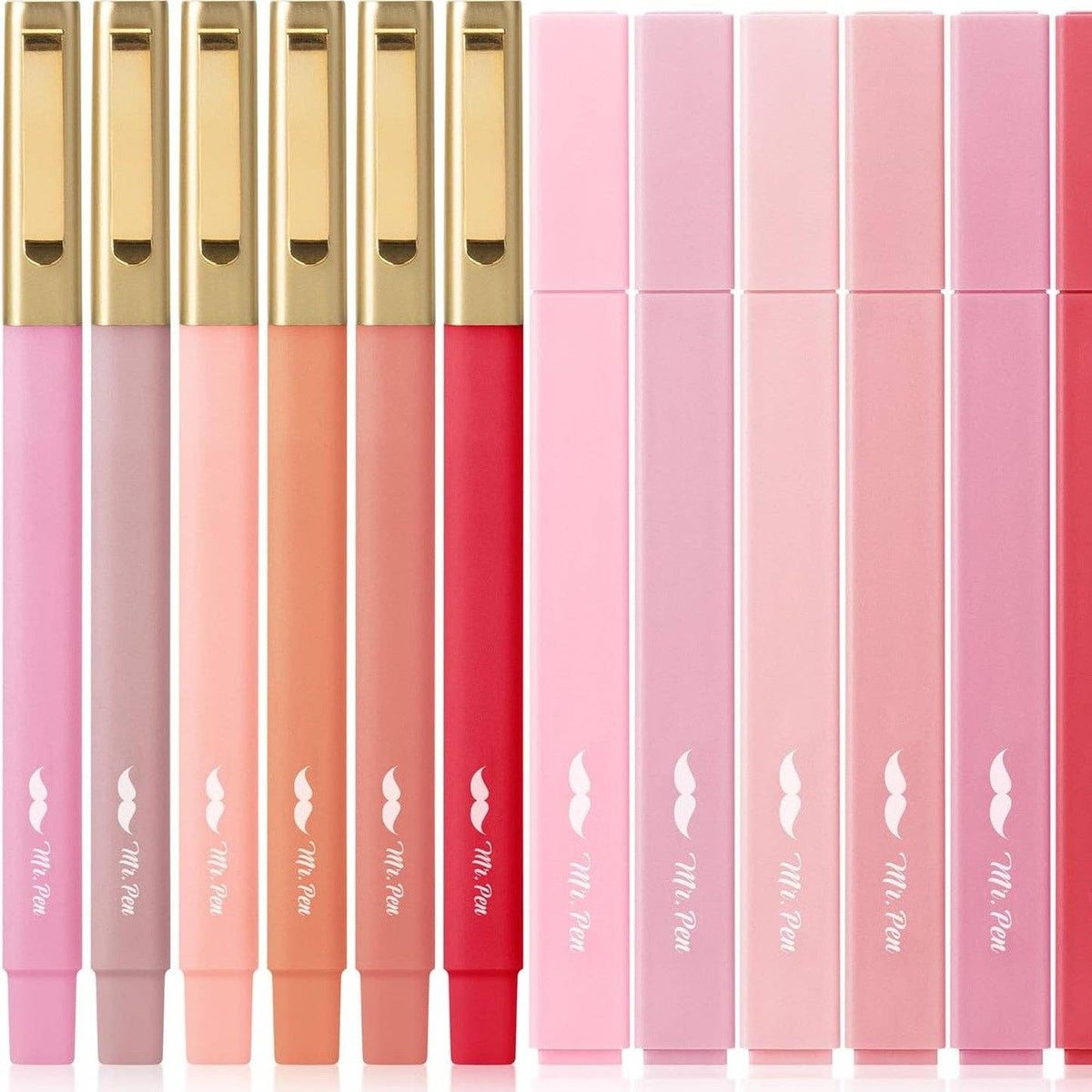 Aesthetic Highlighters & Ballpoint Pens, 12 Pack
