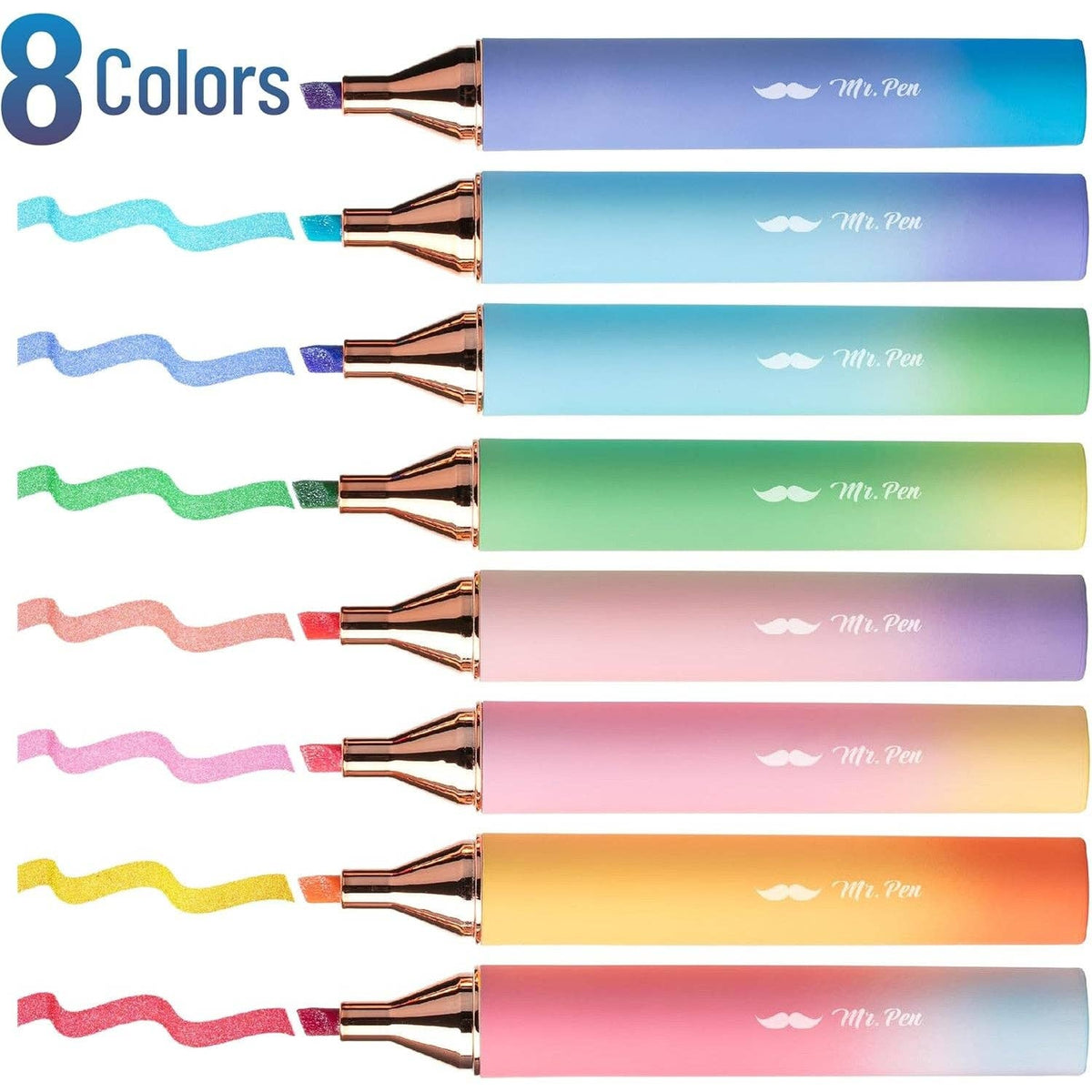 Mr. Pen- Glitter Highlighters, 8 Pack, Sunshine Colors