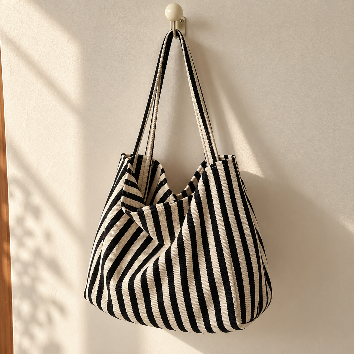 Striped Canvas Tote Bag