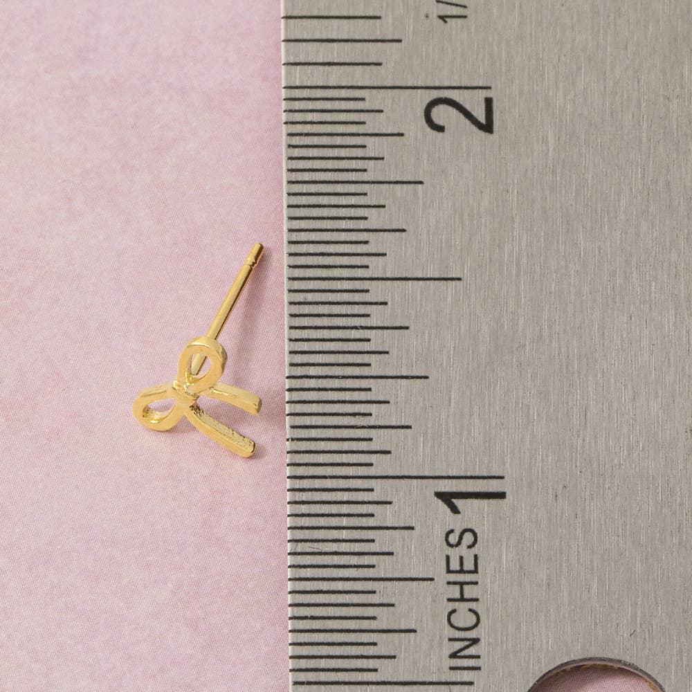 18K Gold Dipped Polished Bow Stud Earrings