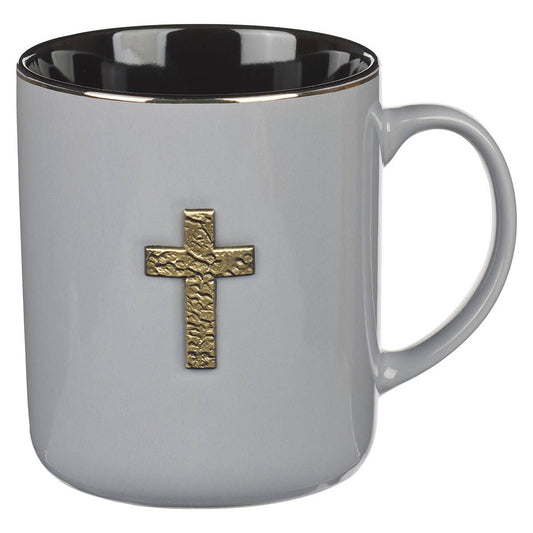 Mug Gray w/Metal Cross 1 Peter 2:24
