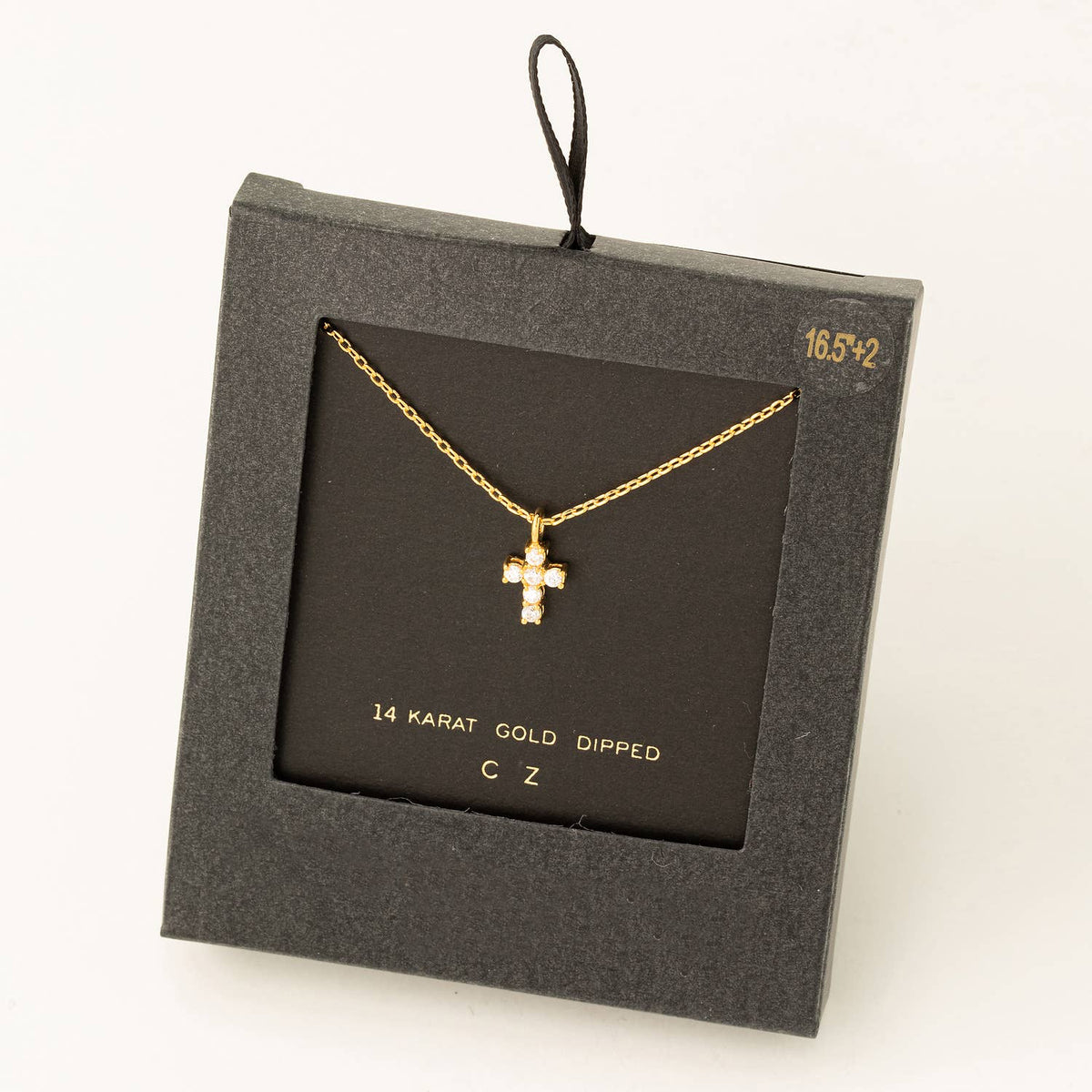 Secret Box Cz Mini Cross Charm Necklace