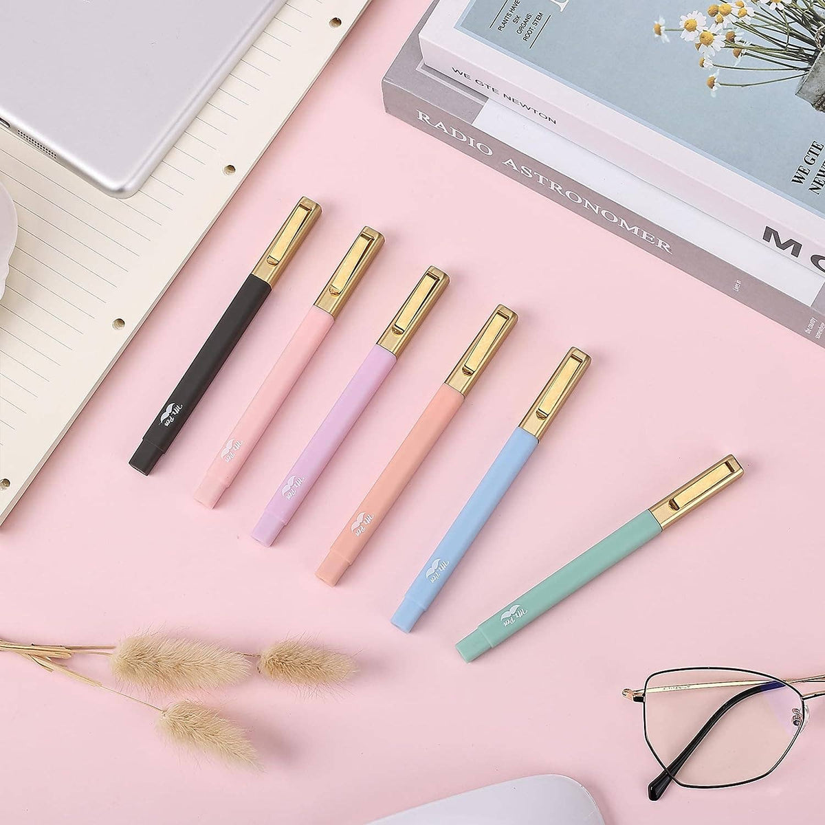 Aesthetic Highlighters & Ballpoint Pens, 12 Pack