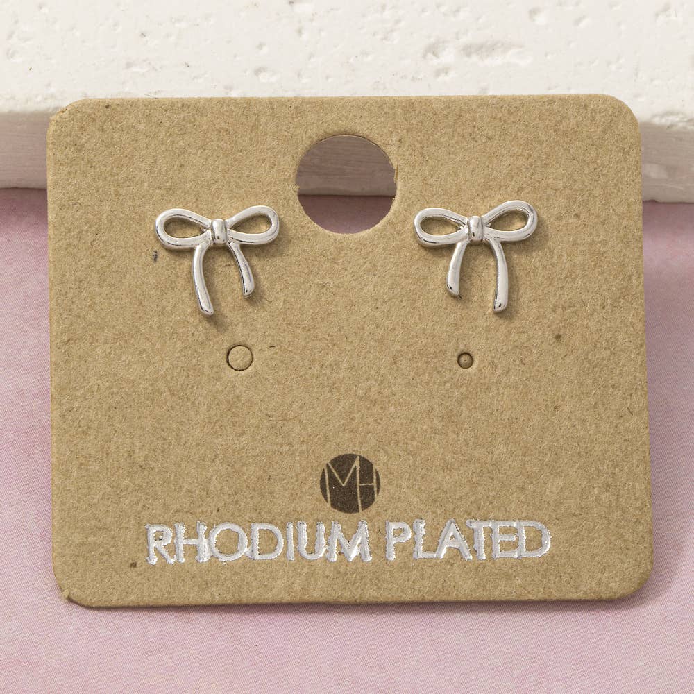 18K Gold Dipped Polished Bow Stud Earrings