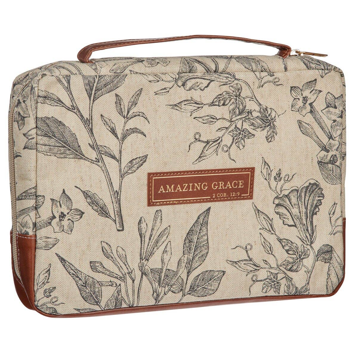 Bible Cover Fashion Cream/Brown Floral Amazing Grace