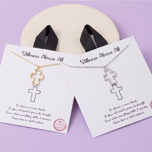 Hammered Open Cross Pendant Necklace