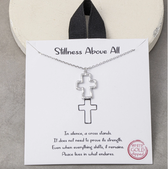 Hammered Open Cross Pendant Necklace