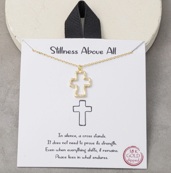 Hammered Open Cross Pendant Necklace
