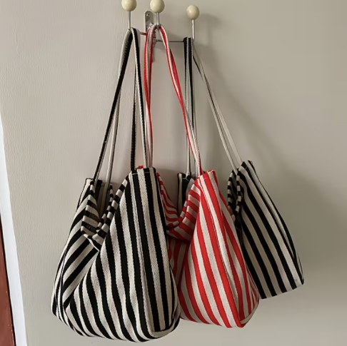 Striped Canvas Tote Bag