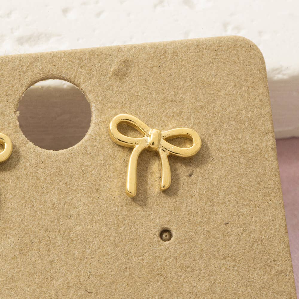 18K Gold Dipped Polished Bow Stud Earrings