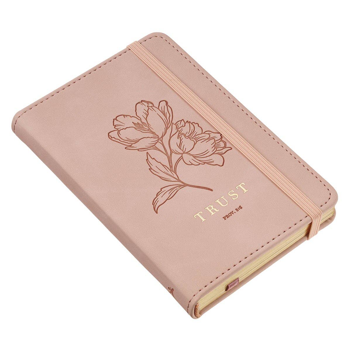 Small Notebook with Elastic Closure Faux HC Pink Trust