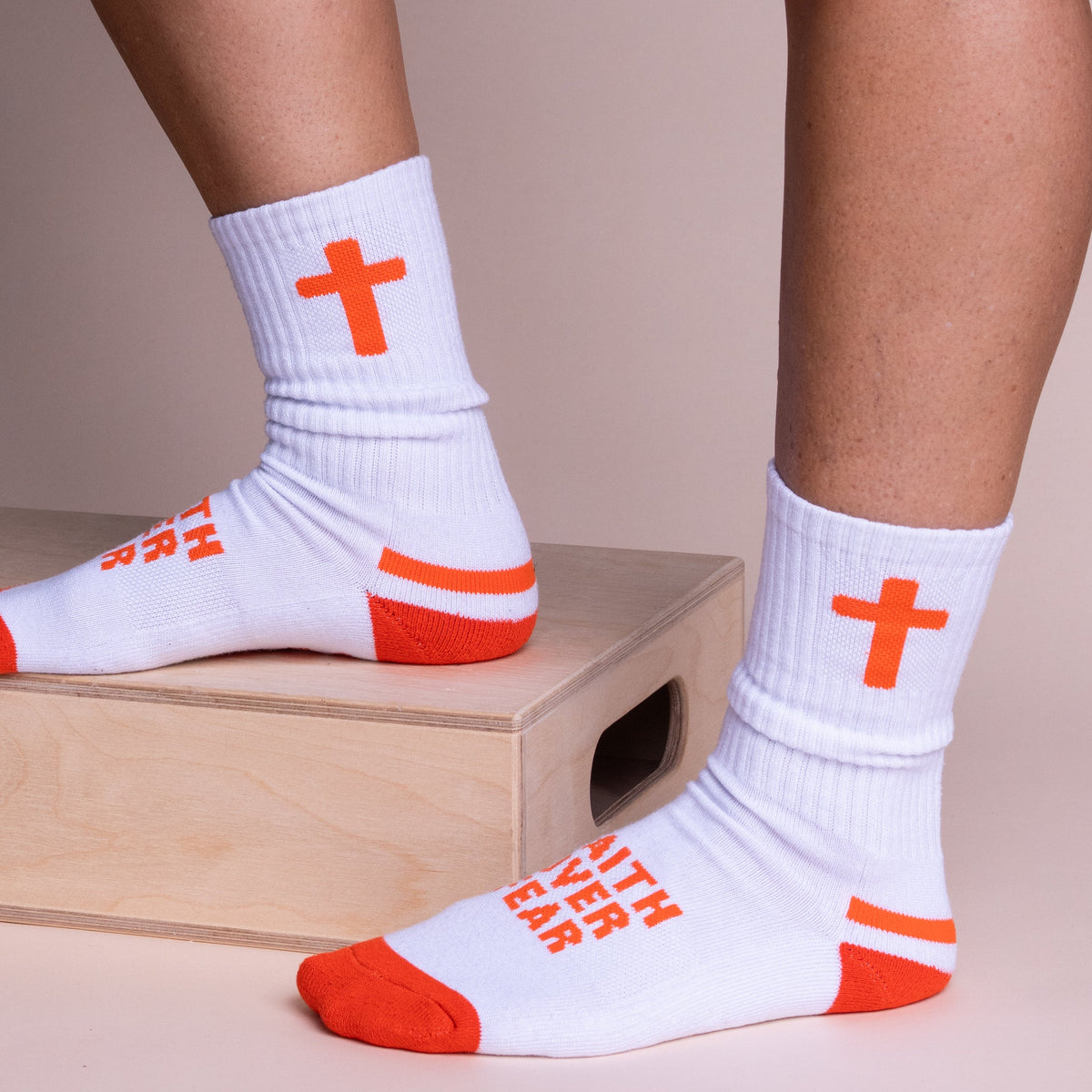 Faith Over Fear | White + Orange