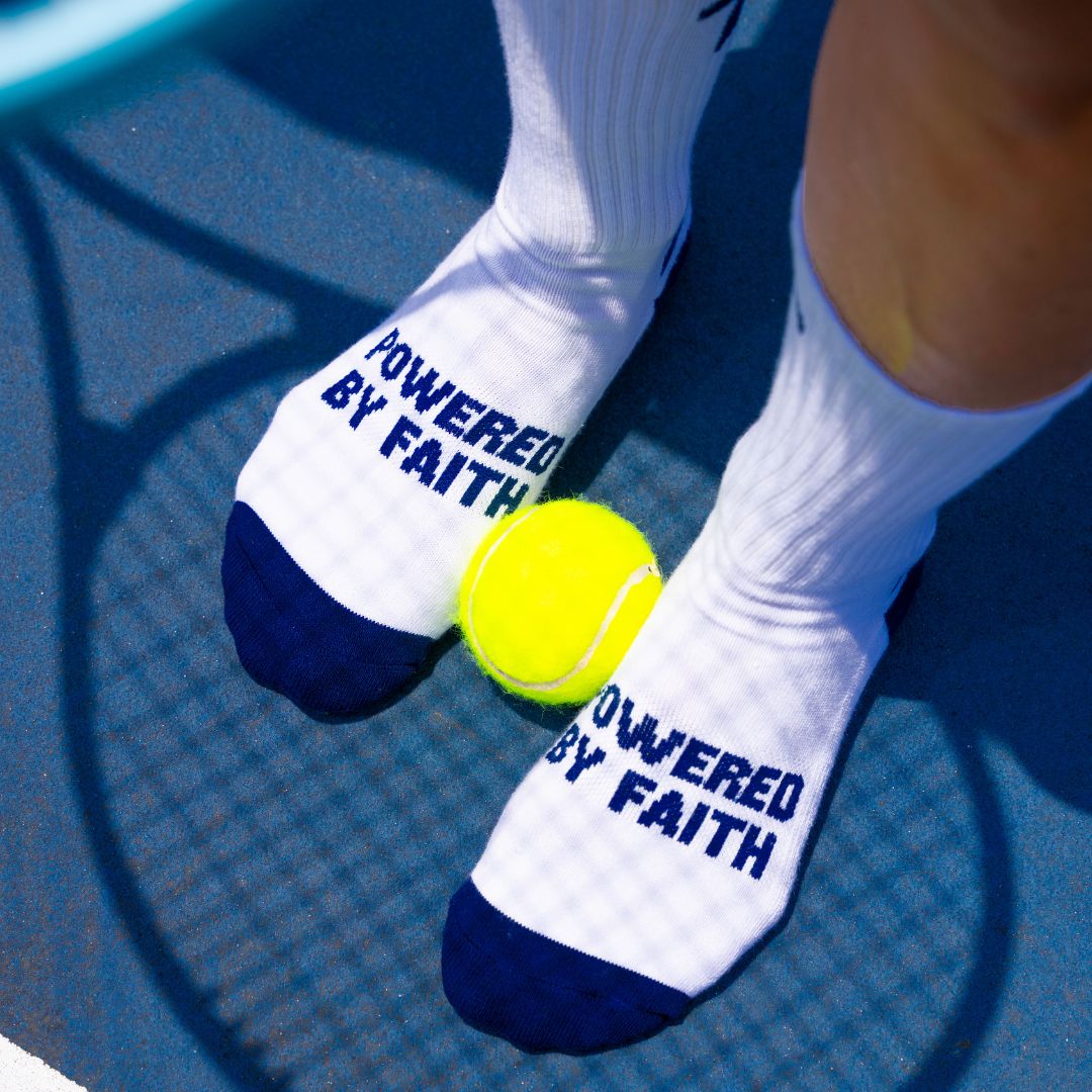 Powered By Faith | White + Navy